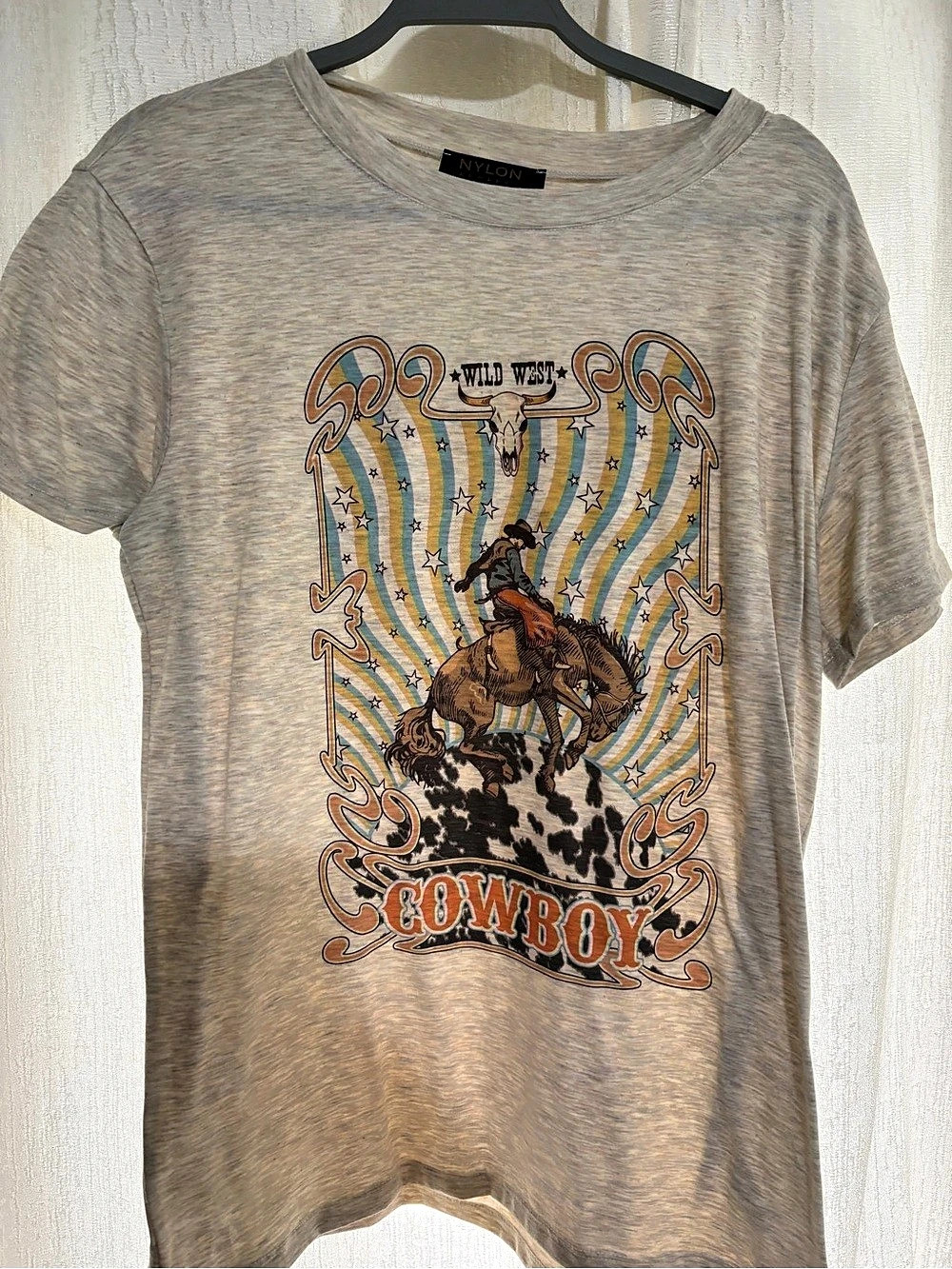 Nylon Apparel Graphic Cowboy Short Sleeve Tee in tan